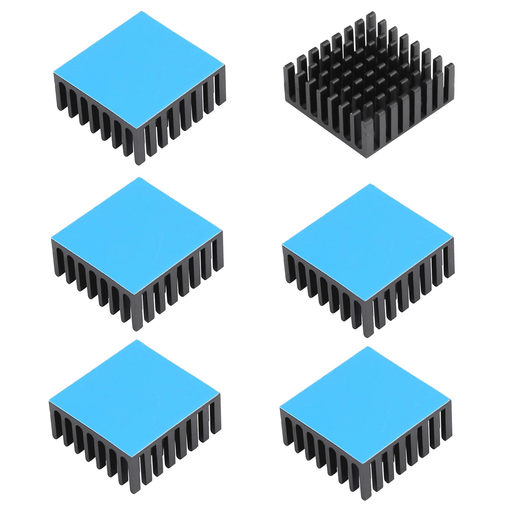 Awxlumv 6pcs Small Heatsink 25x25x10mm / 0.98x0.98x0.39inch Aluminum Heat sink Cooler Radiator with Thermal Conductive Double Sided Tape Cooling for ASUS ROG Ally GPU IC Chips (25mmx25mmx10mm, Black)
