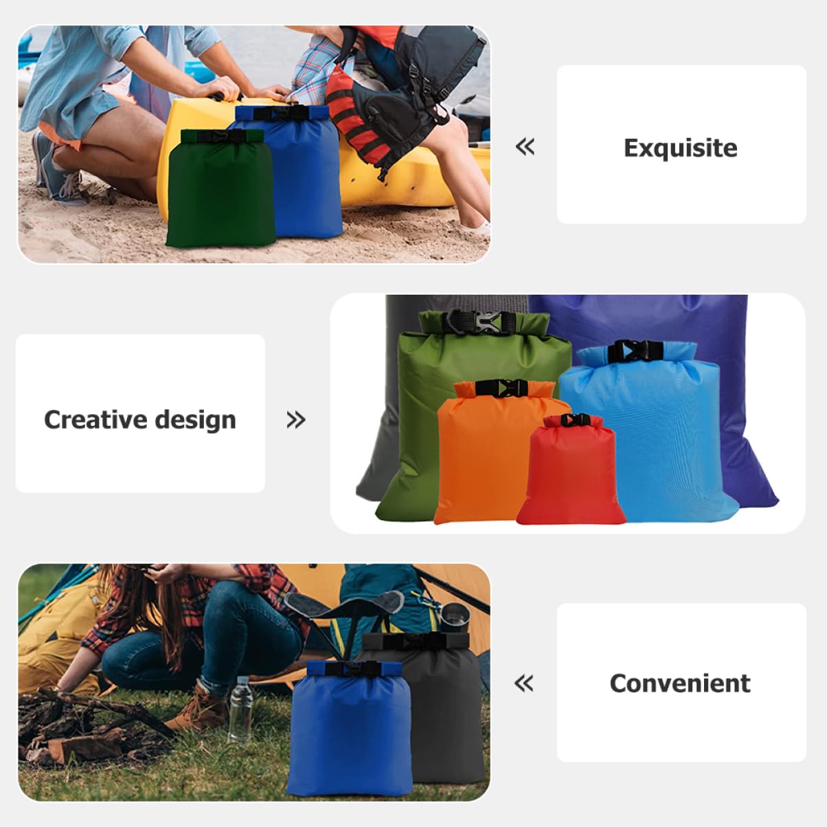 BESPORTBLE 12pezzi Sacchetti Impermeabili Per Attività Outdoor Borse Leggere Rafting Kayak e Organizzazione e Protezione