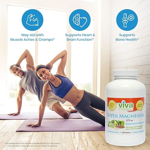 Miniatura 5 de Viva Vitamins Suplemento Super Magnesio  Suplementos de magnesio para músculo, nervio y hueso, magnesio quelado para máxima absorción, citrato y