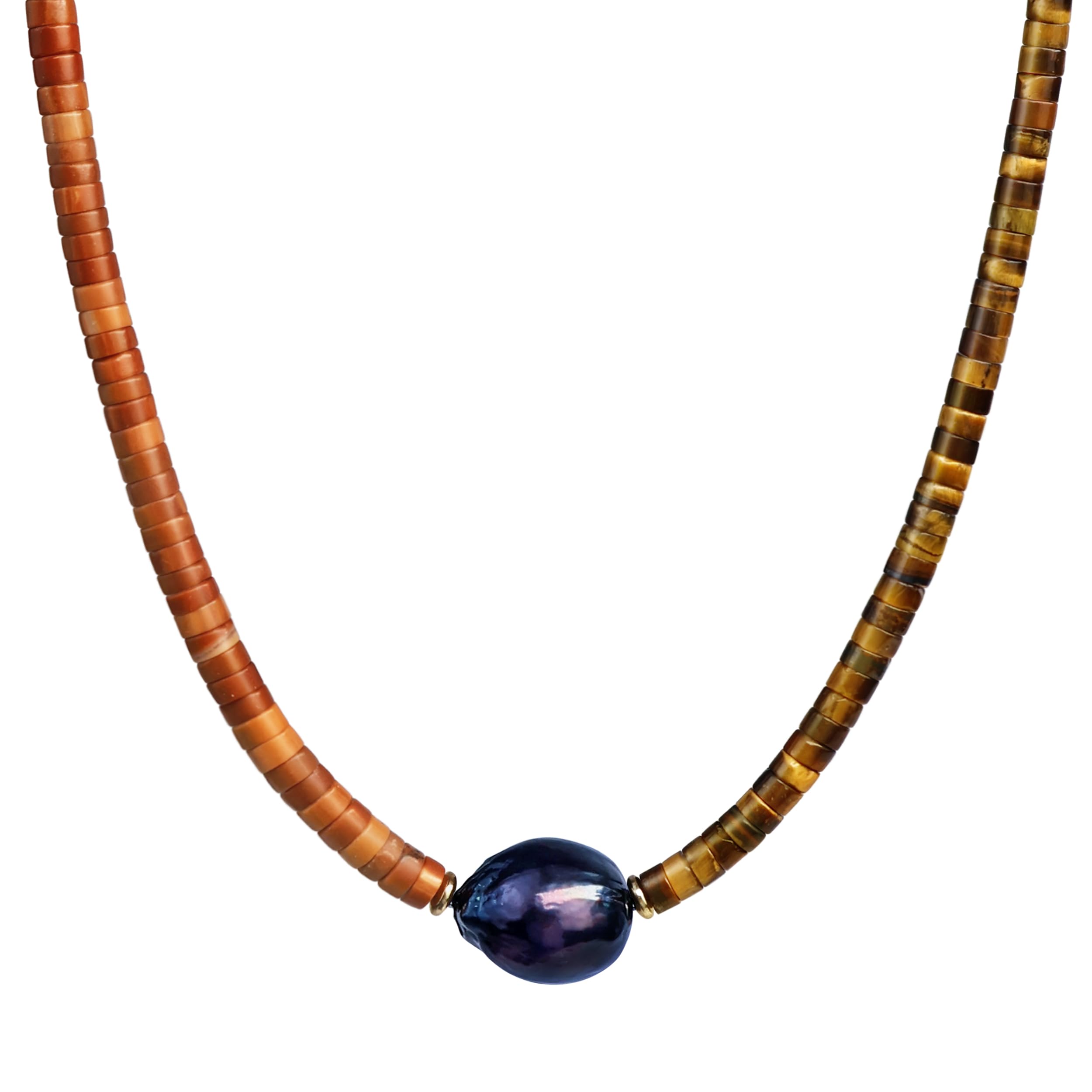 TIYO Mens Necklace Black Pearl Pendant Men’s Beaded Necklace for Men Jewelry Beach Surfer Necklaces for Fathers, Boyfriend, Husbands Gifts