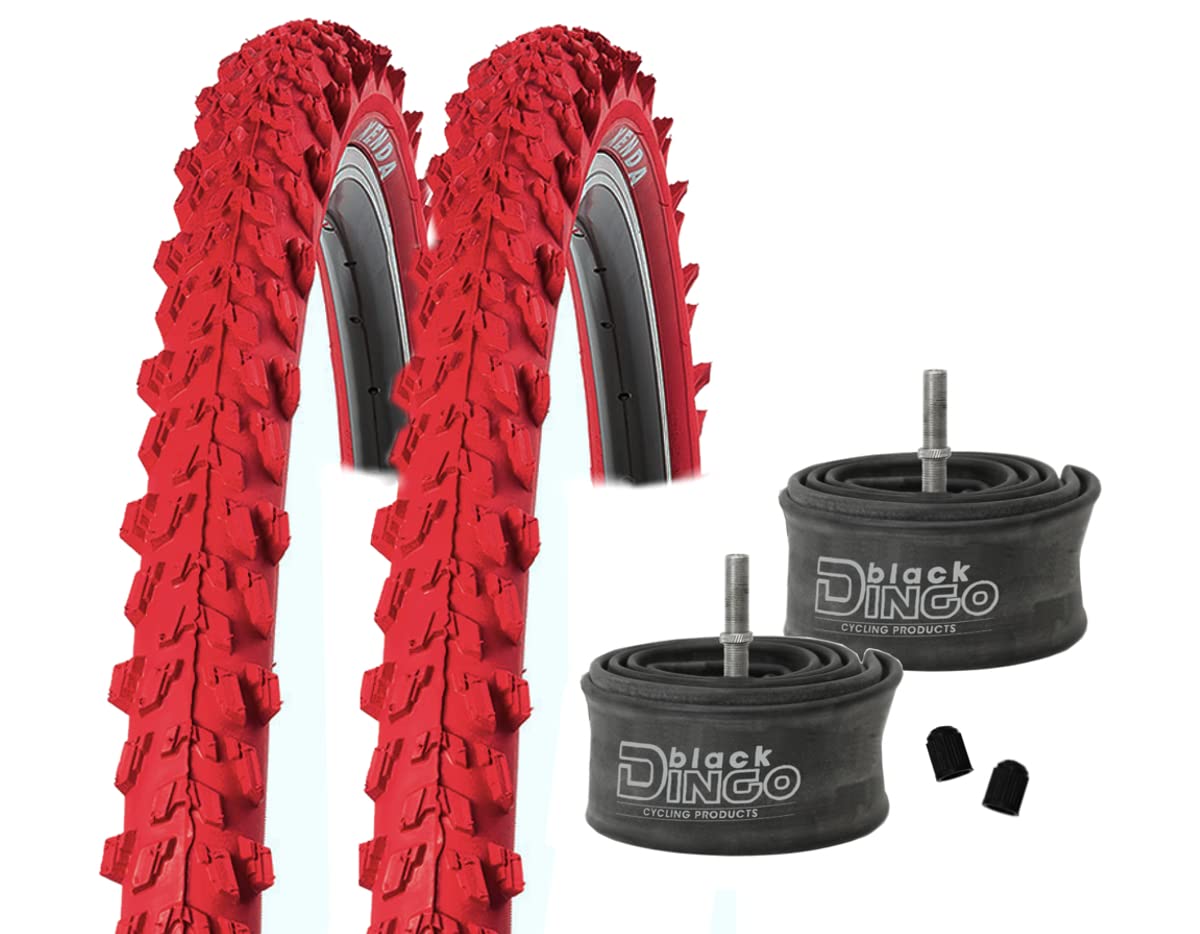 2 x Reifen MTB 20/24/26 Zoll Fahrradreifen Fahrradmantel 50-406/507/559 (20/24/26x1.95) inkl. Black Dingo Schläuche AV