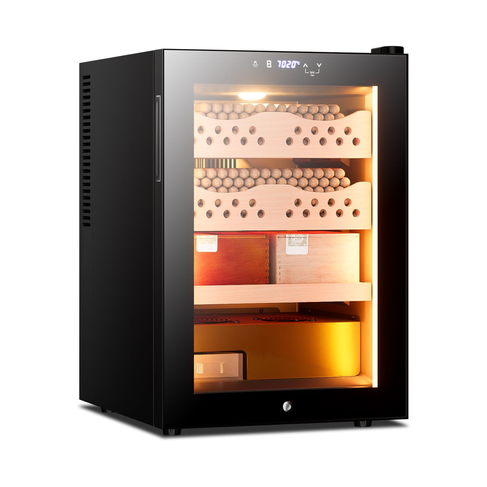 Photo 1 of 50L Electric Cigar Humidor, Temperature & Humidity Controlable, Cooling & Heating Humidor Cigar Cabinet Electric with Cedar Wood Shelves & Water Tank,High-end Gift for Men(3 Layers 300 Capacity)