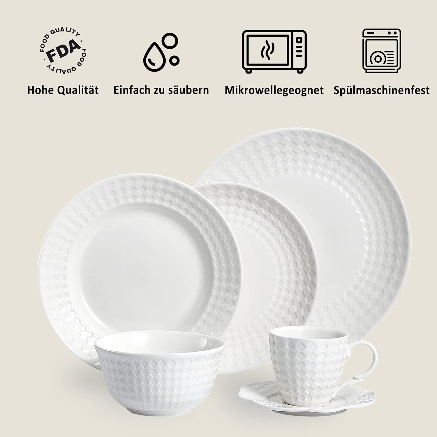 Set Di 6 Terrine Con Testa Di Leone In Porcellana - Capacit&agrave; 0,4L, Bianco, Ideali Per Zuppe E Vellutate