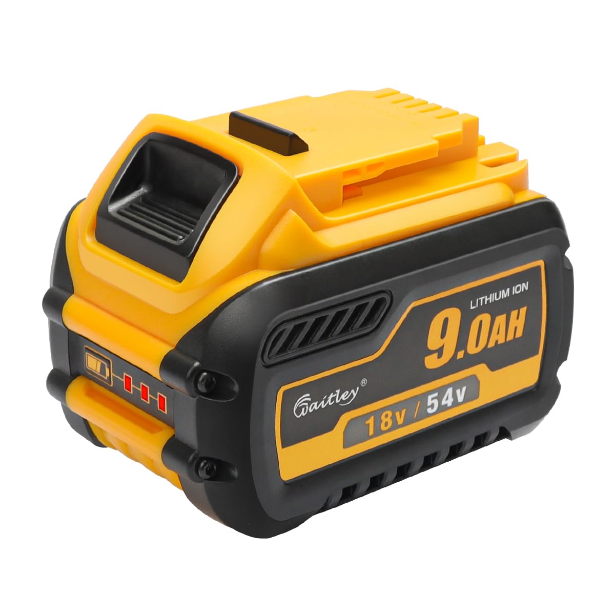 Waitley Batería Li Ion 9 Ah Compatible con Herramientas DeWalt XR 18V/54V | Para taladros inalámbricos amoladoras angulares sierras circulares y sopladores de hojas de 18 V y 54 V