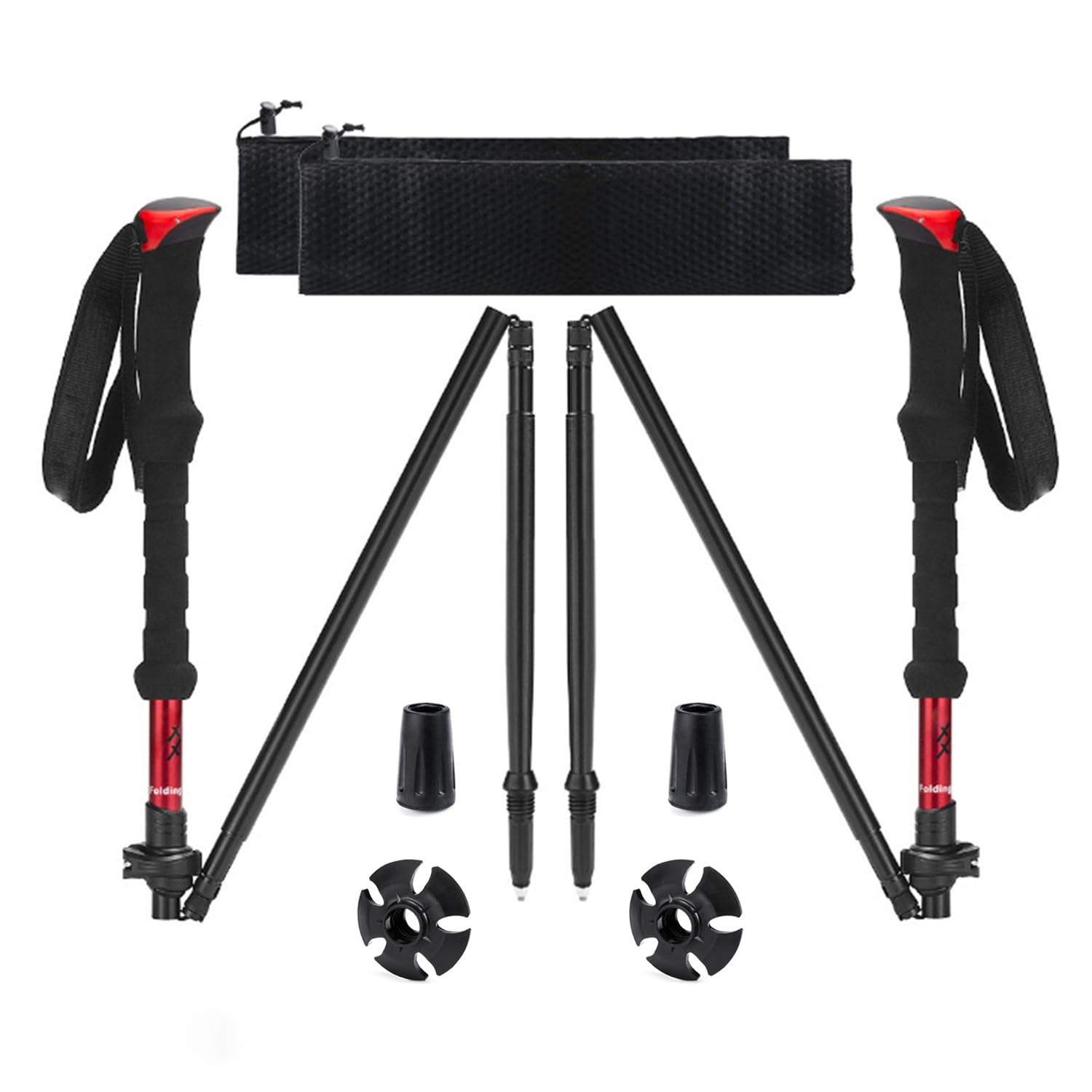 Trekkingstöcke aus 7075 Aluminium, zusammenklappbare Nordic-Walking-Stöcke mit Schnellverschlusssystem zum Wandern und Trekking (2 Stück)