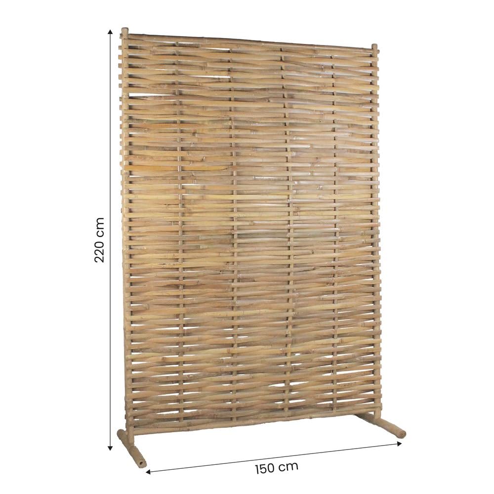 Brigros - Paravento da Esterno in Bambù Naturale 150x220 cm, Separè da Giardino Frangivista in Legno per Interni ed Esterni, Pannello Divisorio