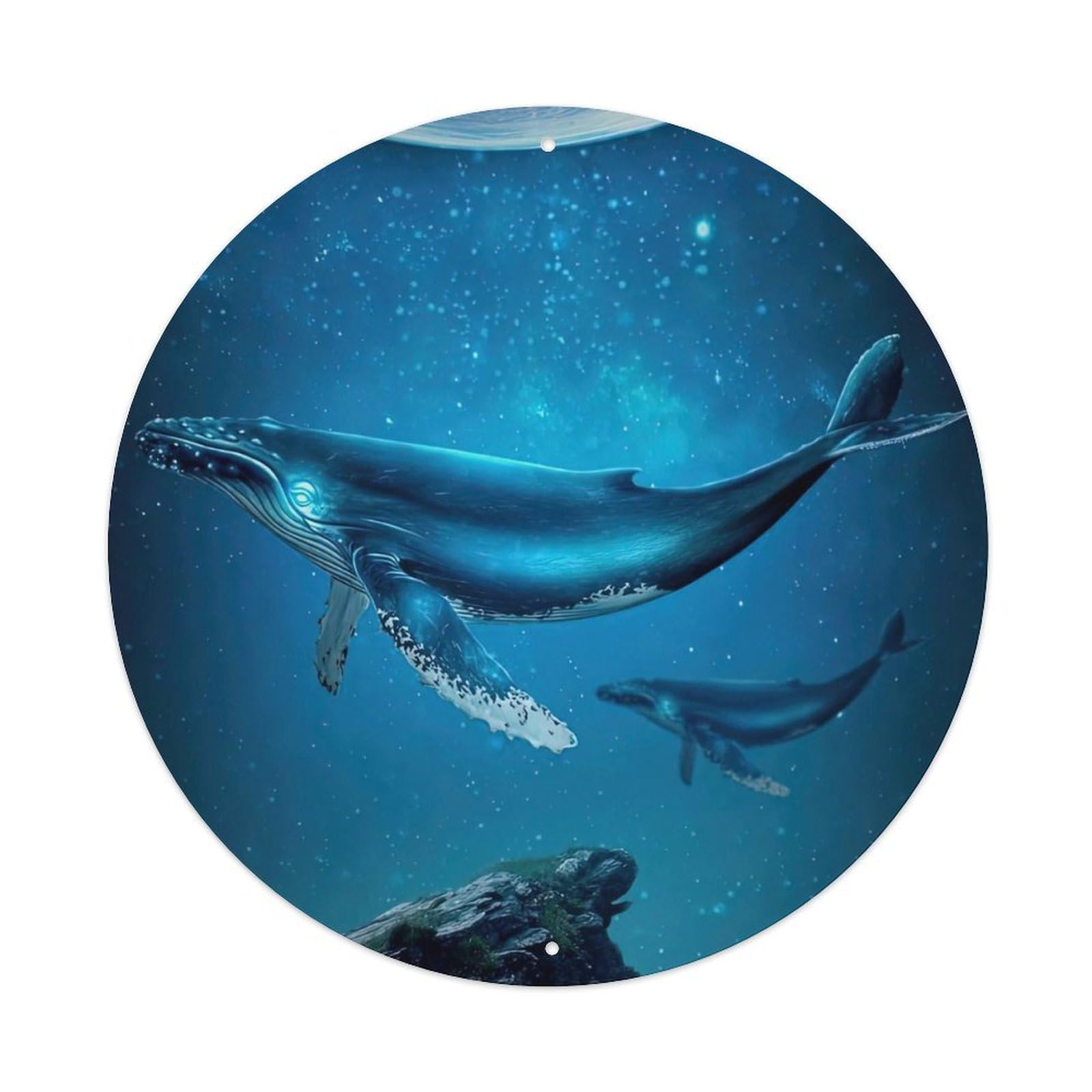 Animal Whale's Interstellar Journey Metal Tin Sign