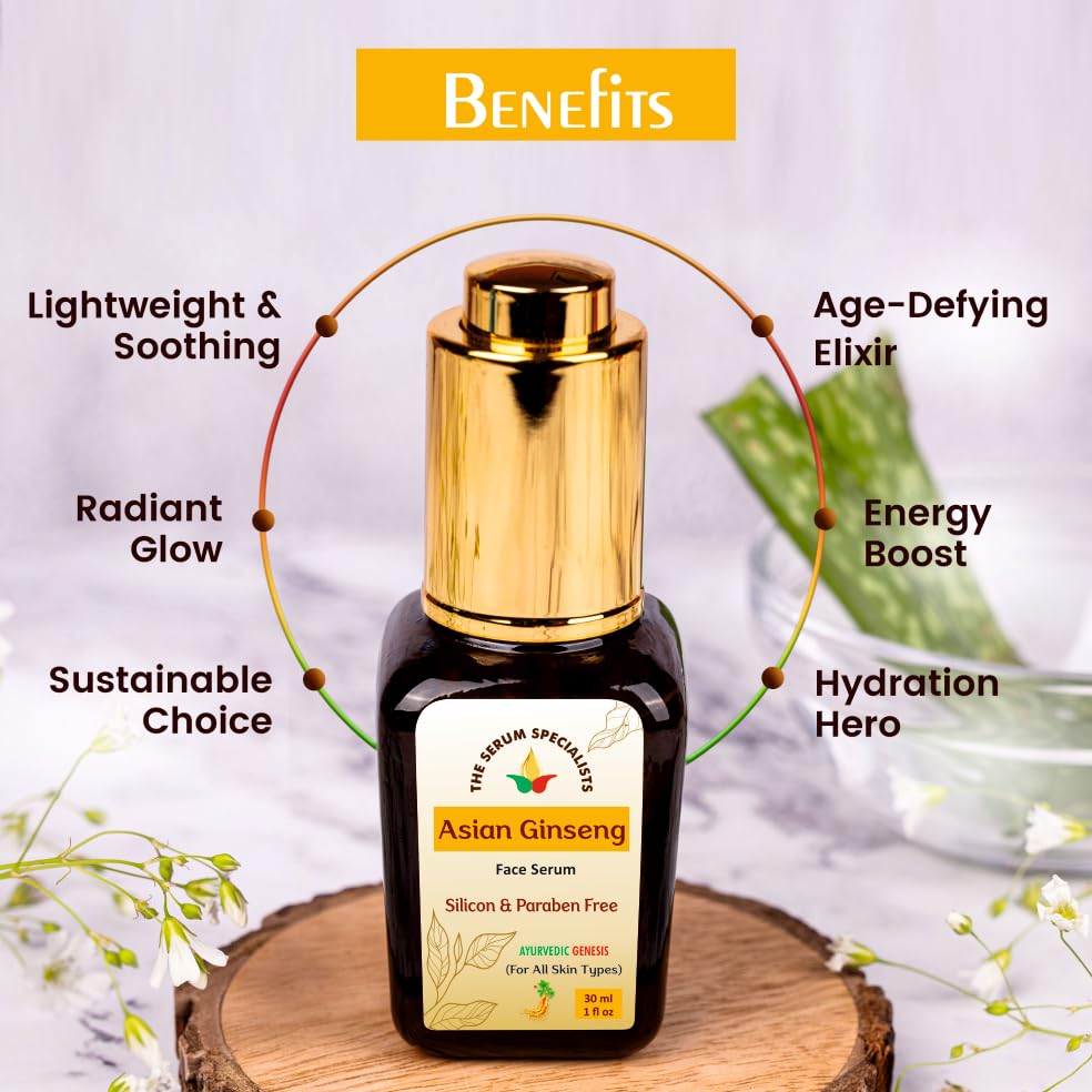Image of Asian Ginseng Face Serum - Energizes & Revitalizes Skin | Infused with Asian Ginseng Extract | Boosts Circulation & Restores Vitality | All Skin Types - 30ml