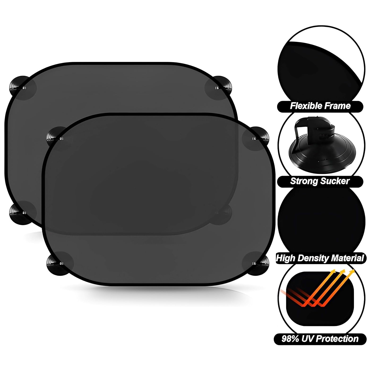 Copertura per auto per bambini 2 pezzi 44x35 cm con 4 ventose Motivo a scacchi Protezione UV