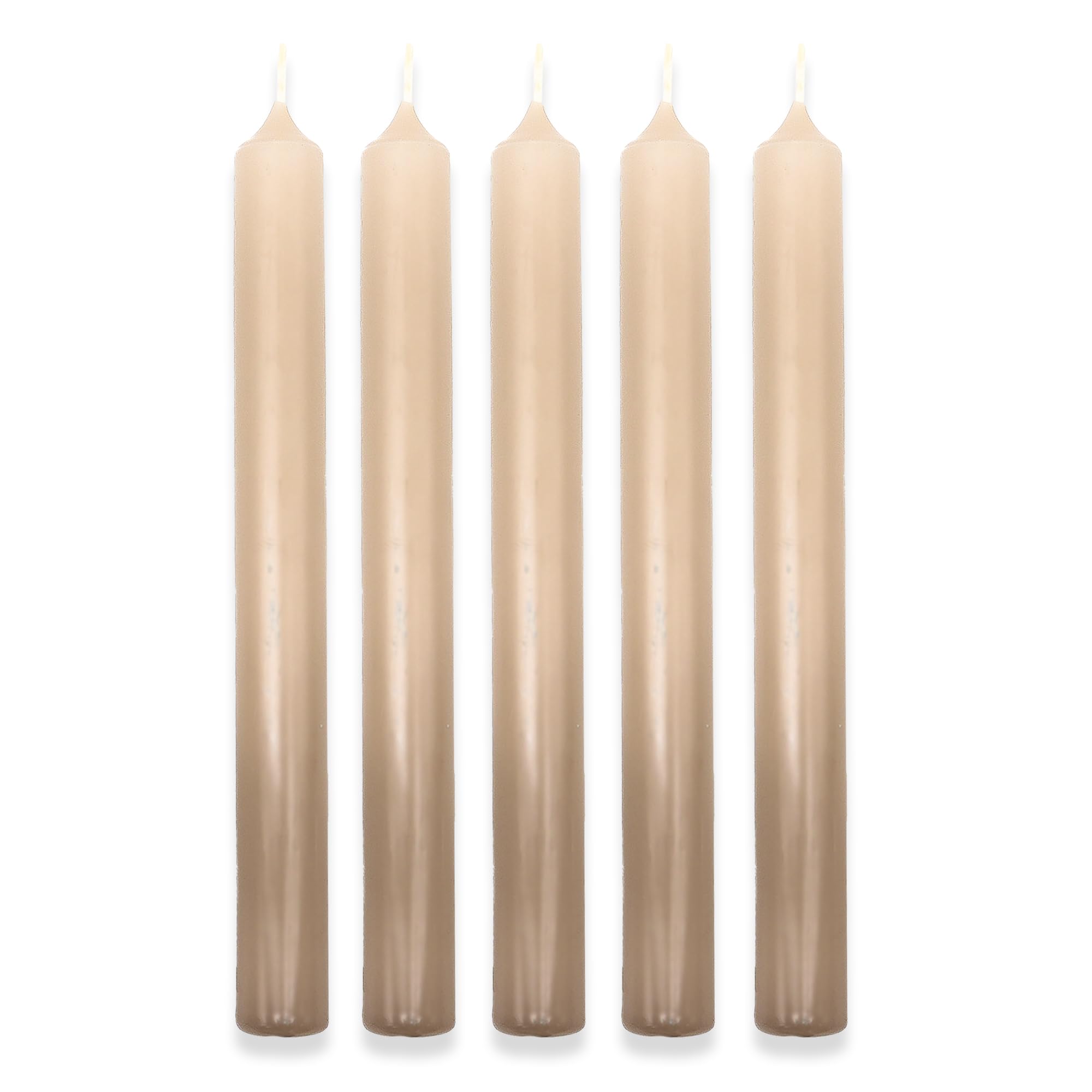 Solid Colour Dinner Candles, Pack of 5 Handmade Candles 20cm x 2cm Rustic Look Bistro Style Taper Candles (Sahara)