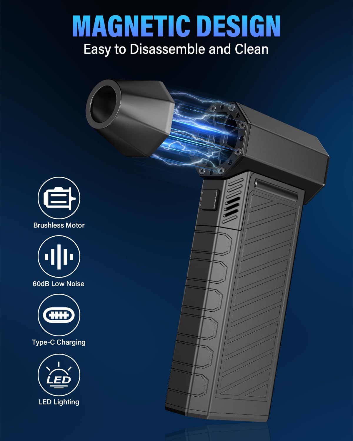 Elektrische Staubgebläse Druckluftspray, 150000 U/min Höhe Geschwindigkeit Jet Dry Dust Blower, Mini Compressed Air Duster PC Reinigungsset Mit 6000mah Akku für Laptop,Tastatur,Auto
