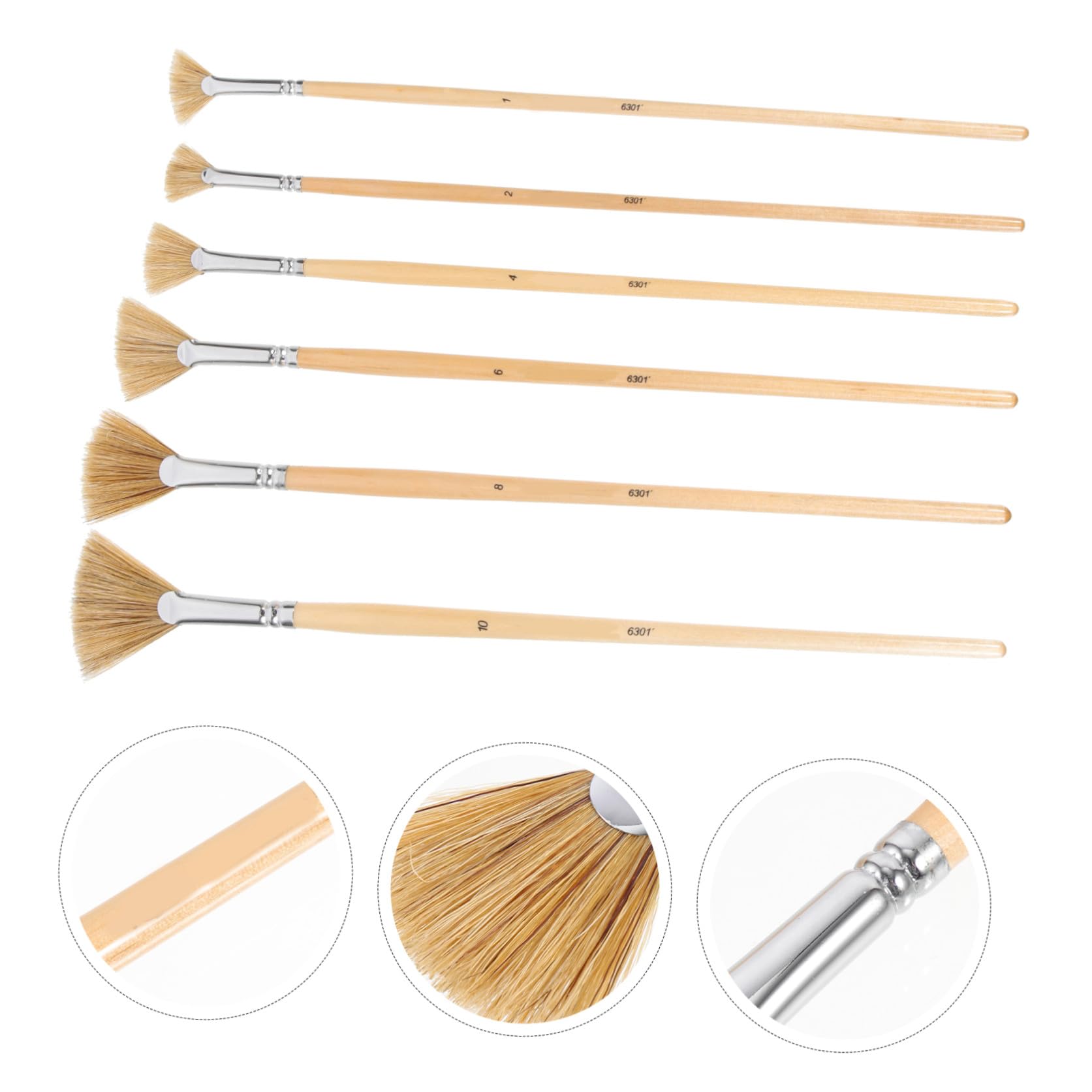 Ciieeo 18 Piezas Pincel De Aceite Pincel En Forma De Abanico Pinceles De Estudiante Pintura De Grafiti Cepillo De Abanico para Pintar Escobas Cerdas Pincel Acrílico Madera Maciza Niño