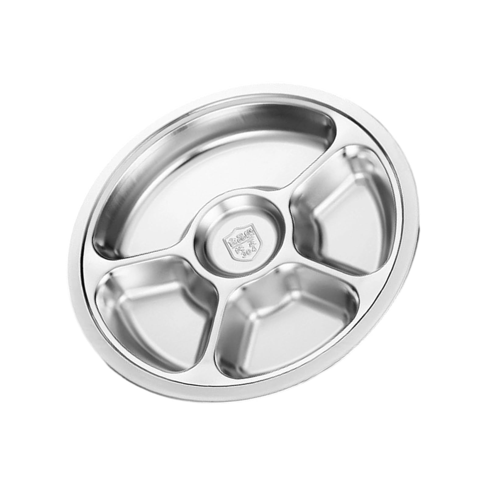 Gtylf Five Grids Multi Section Stainless Steel Round Serving Plate 28Cm Perfect For Meal Organization Microwave Safe Dishwasher Safe Stainless Steel Kitchen