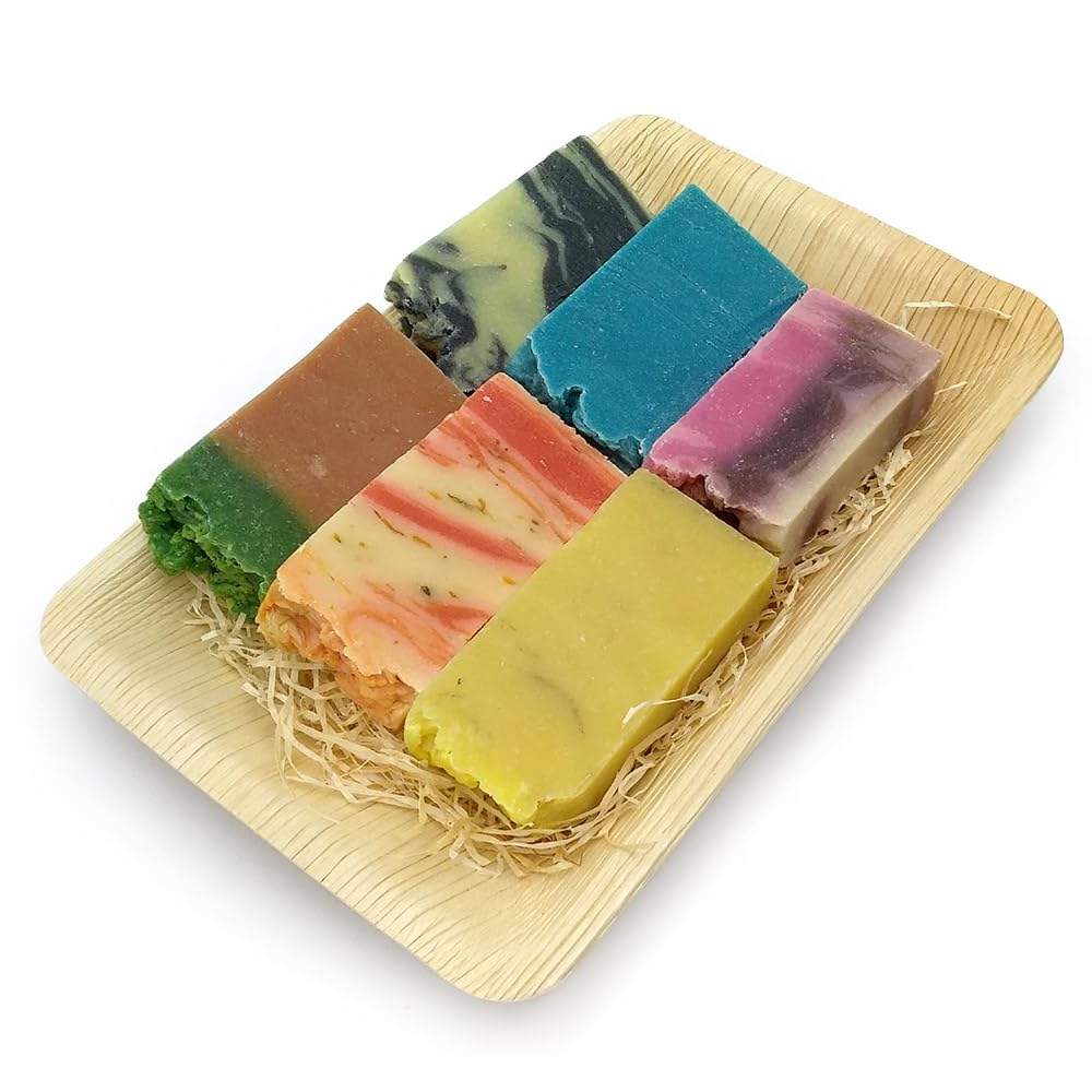 Set regalo de 6 jabones naturales para todo tipo de piel - Cesta regalo jabones artesanos elaborados con aceite de oliva - Regalo original: Día de la madre, San Valentín - Hecho en España