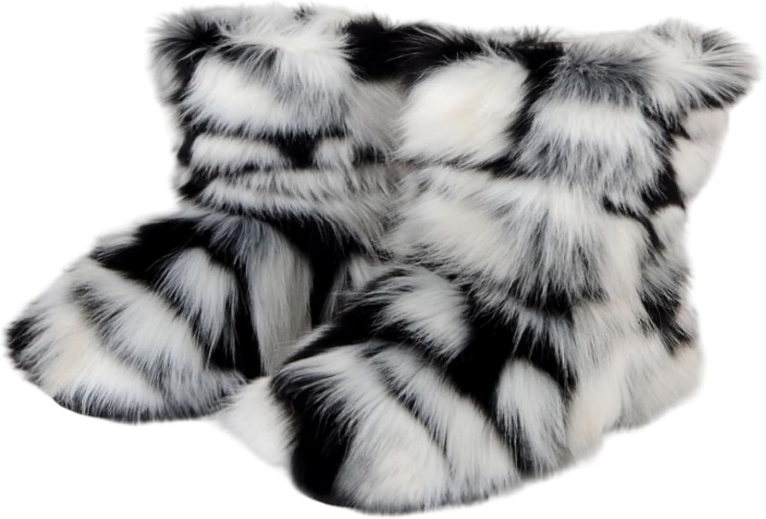 Girls Faux Fur Mid-Calf Snow Boot Winter Warm Furry Fluffy Shoes