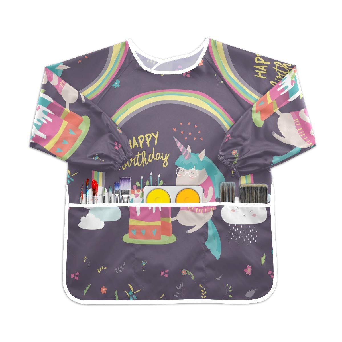 Amazon | レインボーユニコーンバースデー幼児用キッズスモック子供用  