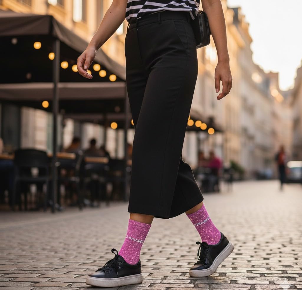 OZABI Chaussettes Femme Lurex – Taille 36/41 – Effet brillant & pailleté – Message humoristique – Cadeau original & cocooning – Idée Saint-Valentin ou Anniversaire