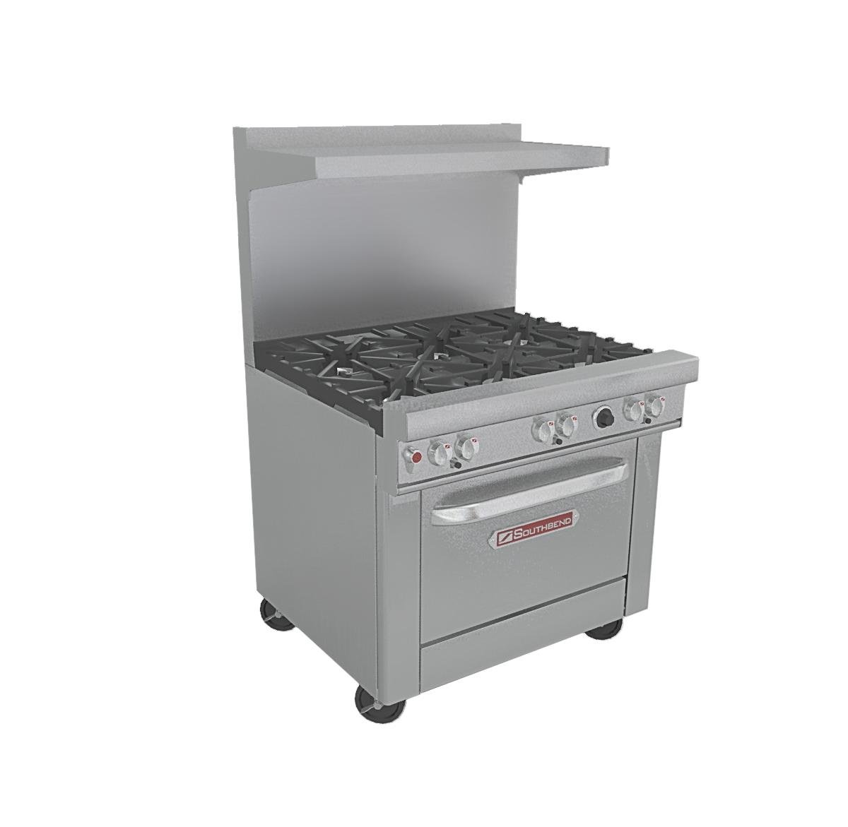 Ultimate 36'' NAT Gas Range 6 Burner Standard Grates Convection Oven | 230000 BTU by SouthBend – 36 inches, Stainless Steel, Model 4361A