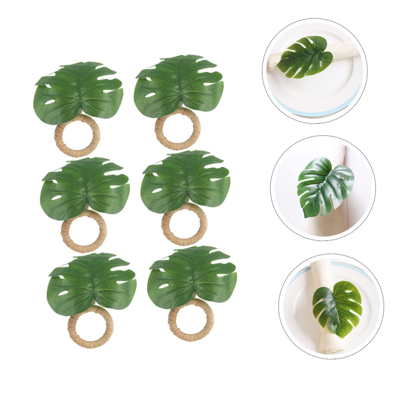 COLLBATH 4 Set Portatovaglioli Foglia Di Monstera Portatovaglioli Natalizi Conchiglia Parà Portatovaglioli Realistici Decorazione Per Tovaglioli Anello Di Tovagliolo Dell'hotel Pp 6 Pezzi*4