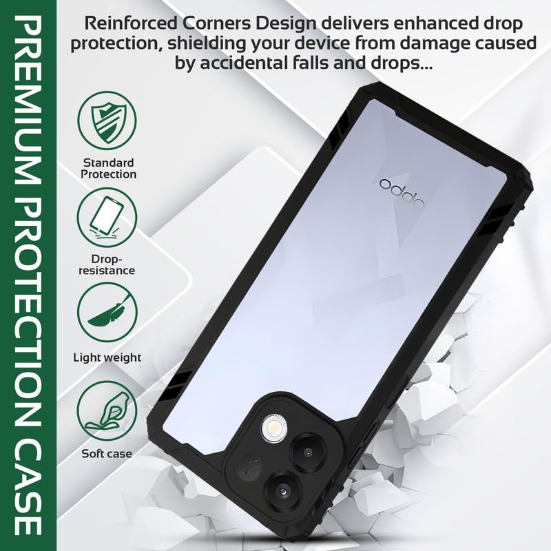 Image of AIBEX Crystal Clear Back Cover Case for Oppo K13 5G | Transparent 360 Protection | Shockproof Slim Design | Anti-Yellow PC & TPU Bumper Case