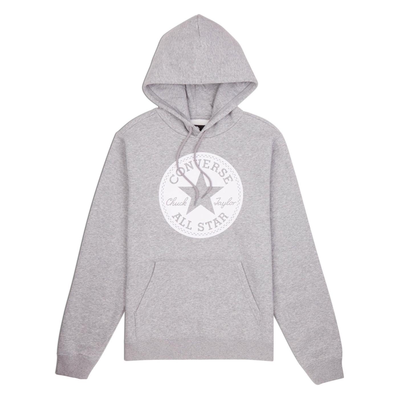 Converse Unisex Gray Hoodie, Chuck Patch, Silver Grey, M, M