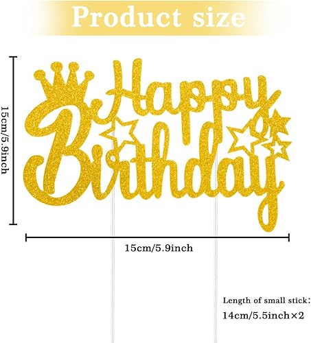Miniatura 7 de Decoración para tartas de cumpleaños, decoración de pastel de cumpleaños, decoración de pastel de feliz cumpleaños, letrero dorado de feliz