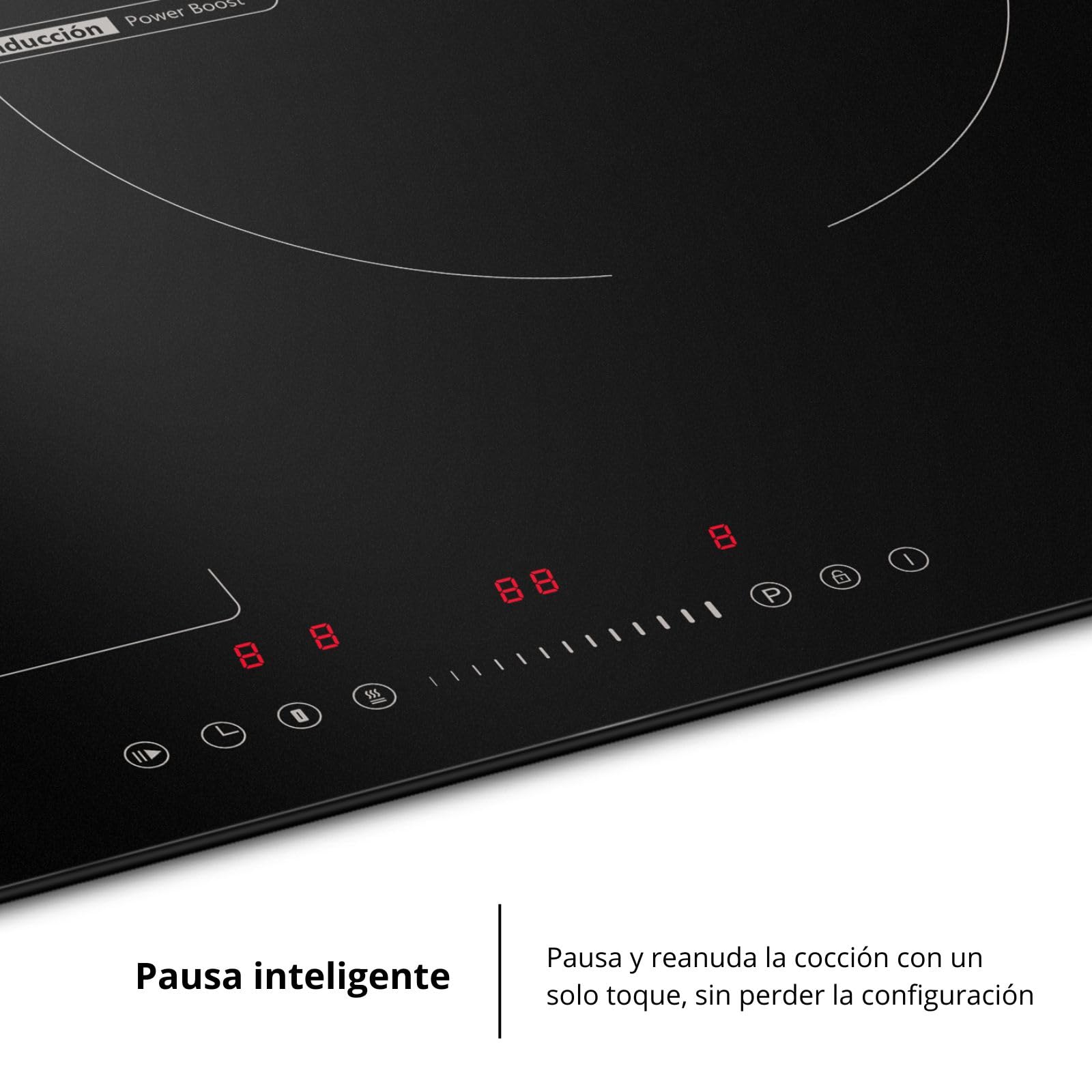Corberó - Placa de Inducción | CCIG373FLEX | 60cm | 3 Zonas con Zona Flex | 7300W | Control Táctil Slider | 9 Niveles | 3 Booster | Temporizador | Desconexión automática | Cristal Ilva