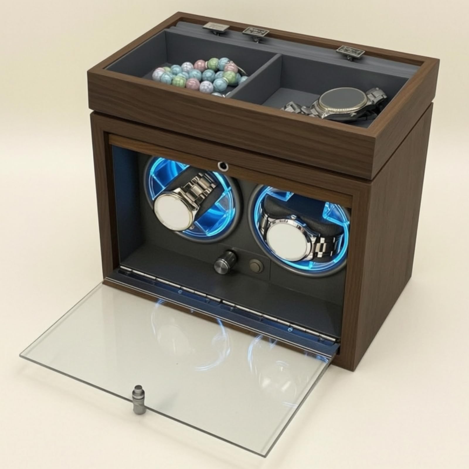 Caricatore Automatico Orologi Carica Orologio Scatola Rotante Custodia Espositore in Stile Rettangolare con Rifinitura in Cuscini Elastici Antigraffio Adatto a Collezione Arredo Ufficio