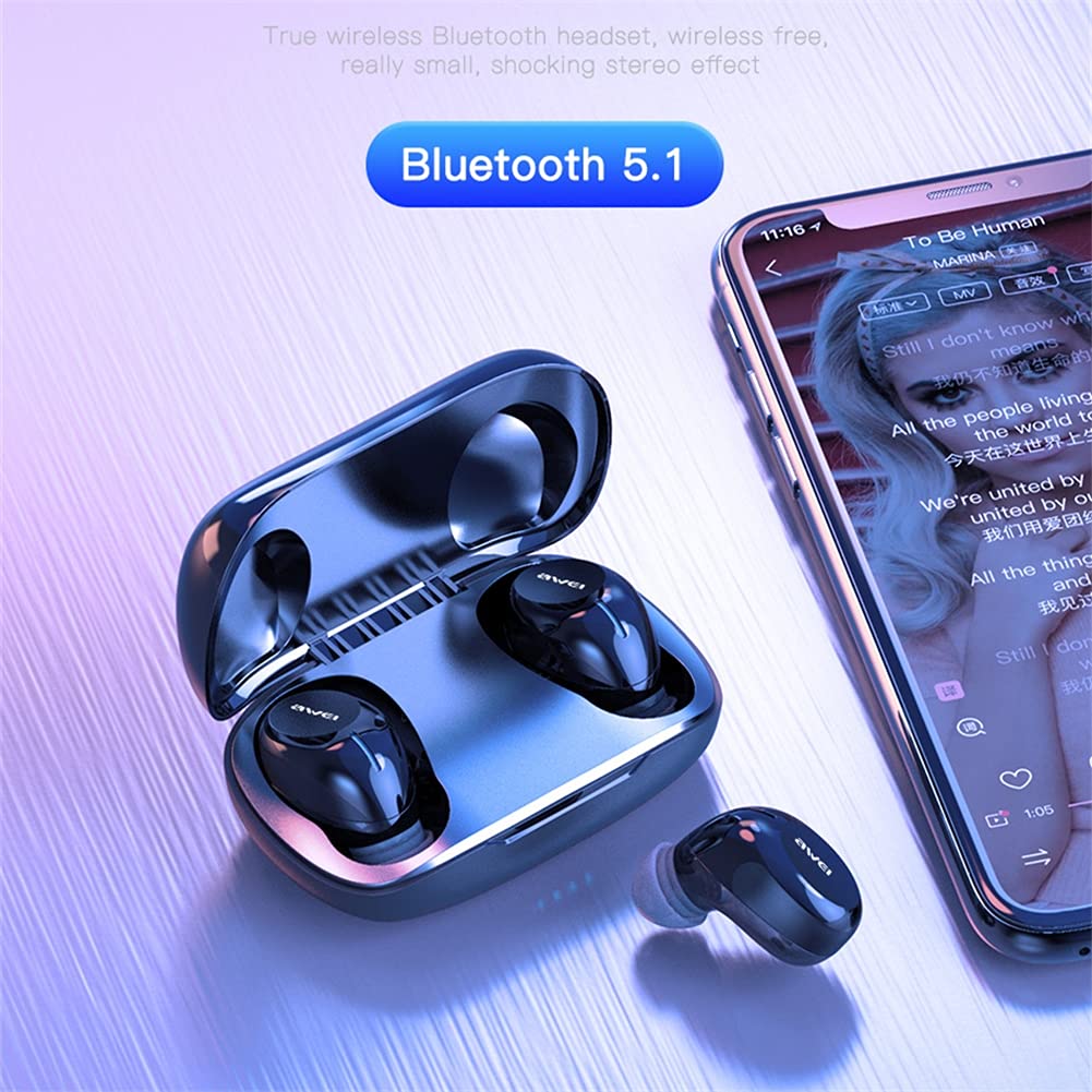 True Cuffie Wireless, Auricolari Wireless Audio Stereo HiFi, Cuffie Bluetooth con Riduzione del Rumore, IPX4 Impermeabile, per Allenamento in Palestra