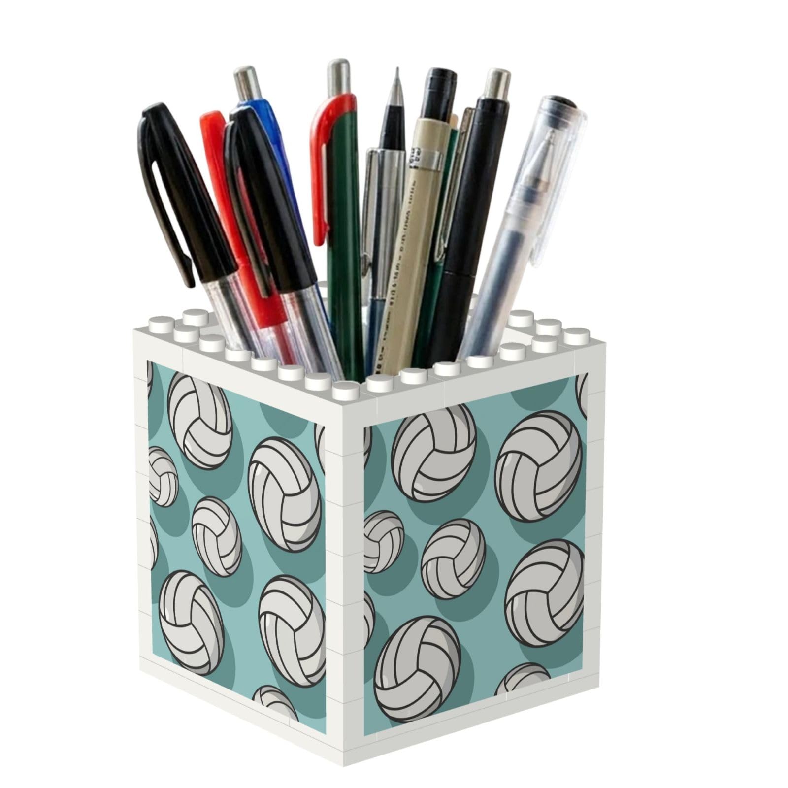 Poadnly Volleyball Sport Pattern Mint Green, Pen Pot Pencil Holder for Office Home School, Compact Desk Organiser for Office Stationery