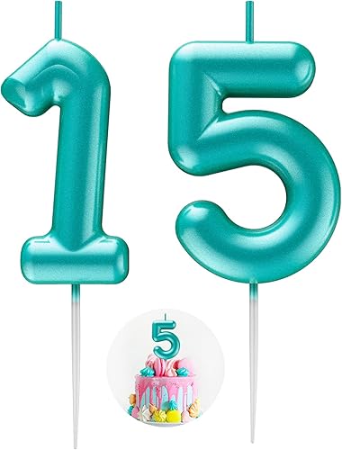 Vela azul número 15 feliz cumpleaños número 3D velas para cumpleaños pastel decoración fiesta boda aniversario celebración suministros