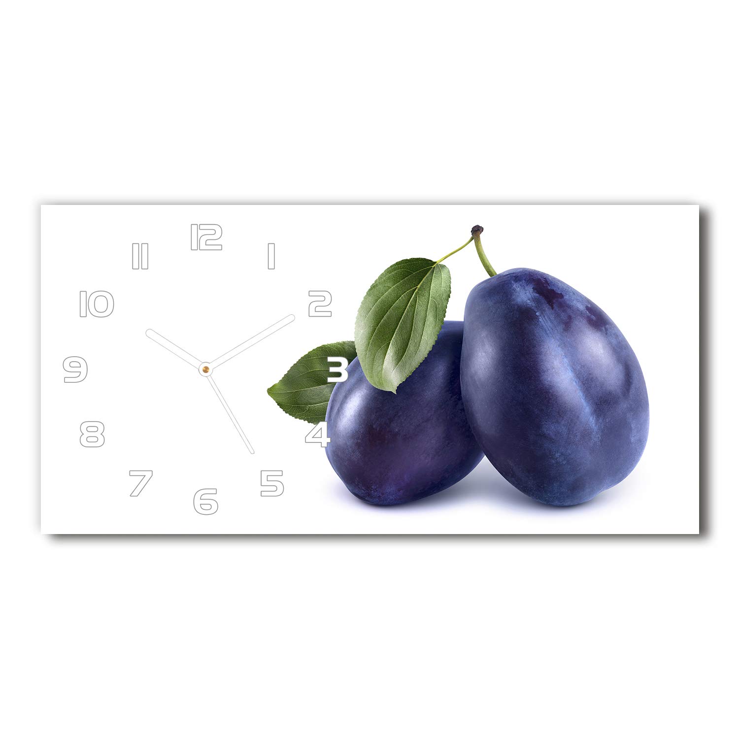 Horloge en verre 60x30cm Tulup blanche avec pissenlit imprimé