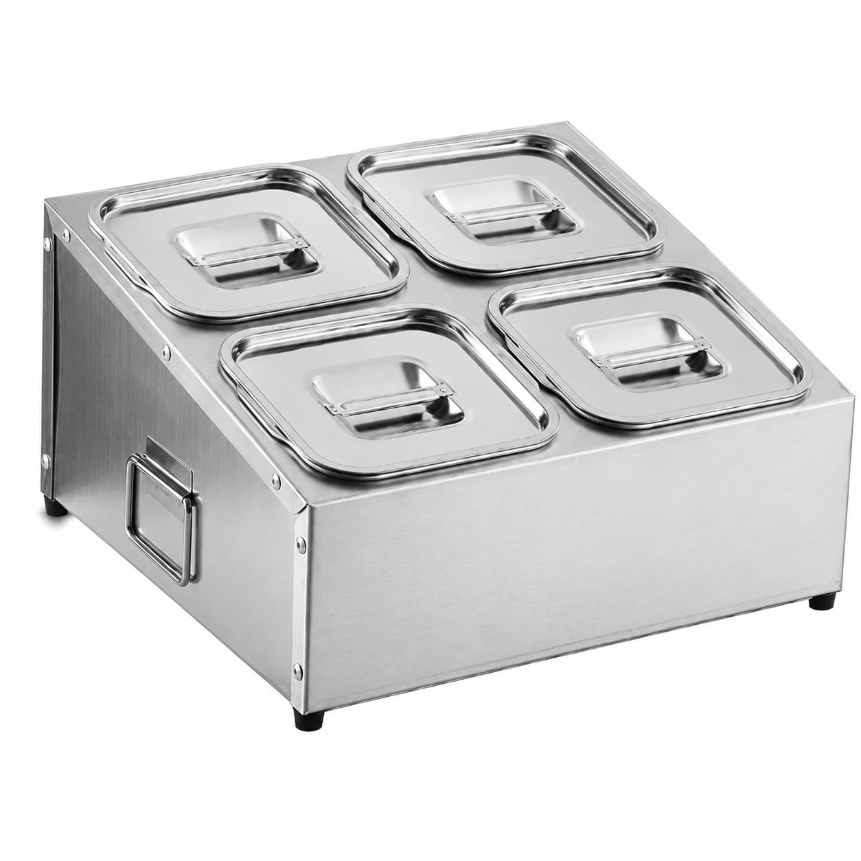 Bananaww Pizza Topping Station – Compartment Removable Stainless Steel Containers with Lids, Ingredient Prep Tray for Garnish, Sauce, Salad Bar, and Catering