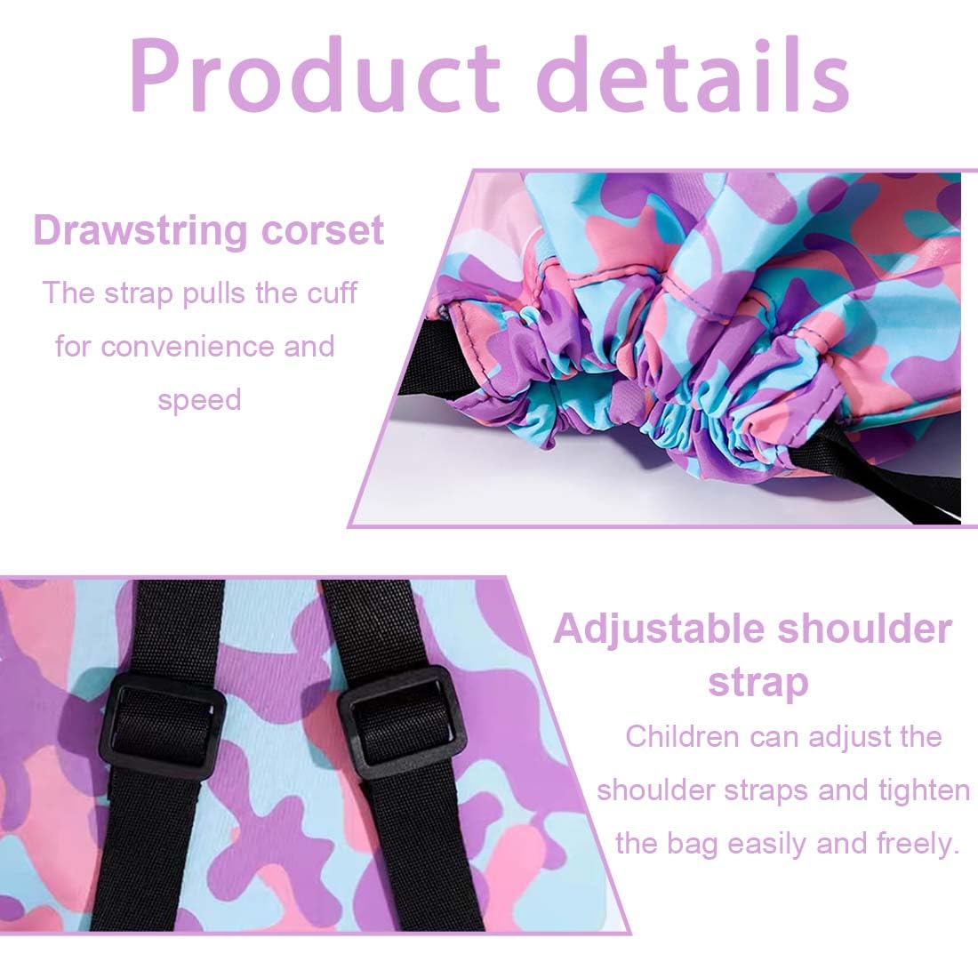 Mochila de Guardería Bolsa de Piscina para Niñas Compartimento de Zapatos Morado