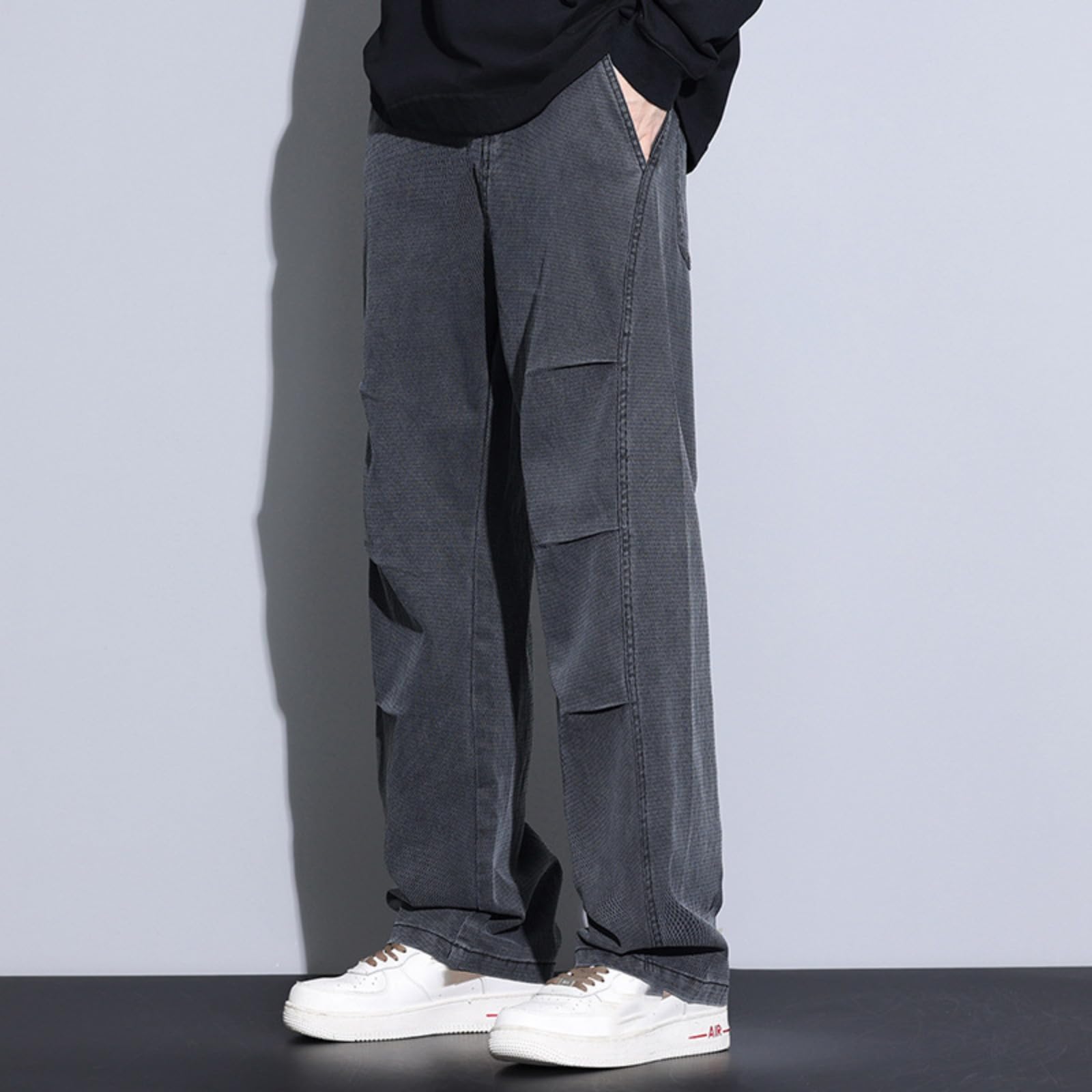 Pantaloni Casual Larghi per Uomini per Autunno Inverno, Pantaloni Lunghi Dritti Larghi