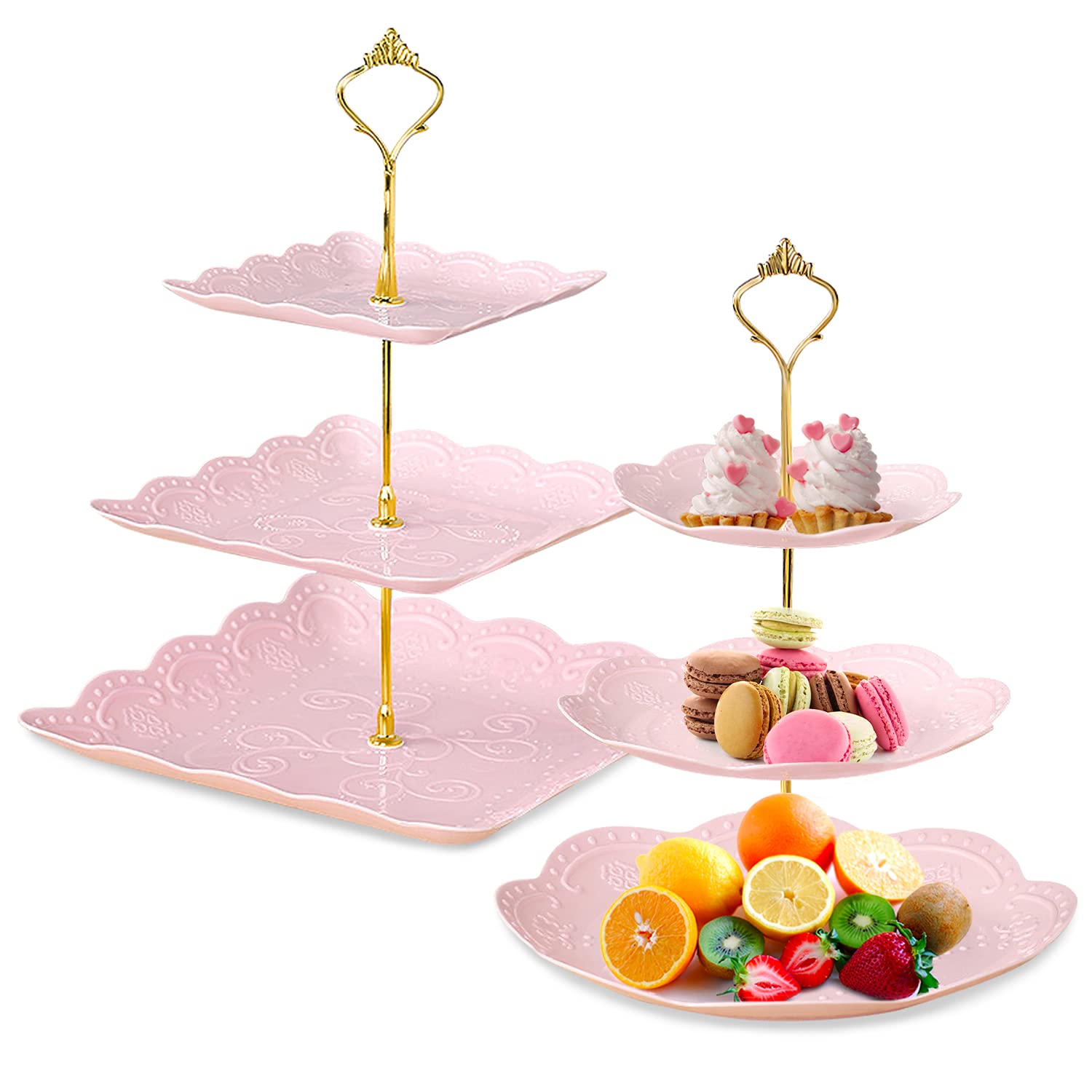 Buy Cupcake Stand,2 Set of 3Tier Dessert Plates Mini Cakes Fruit Candy