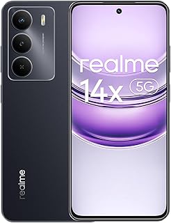 realme 14x Smartphone 5G 6+128GB, Black, 6.67 Pouces d'écran, 120Hz d'affichage, 5000 mAh de Batterie, 50 MP de caméra AI, MediaTek Dimensity 6300, Protection ArmorShell, IP64