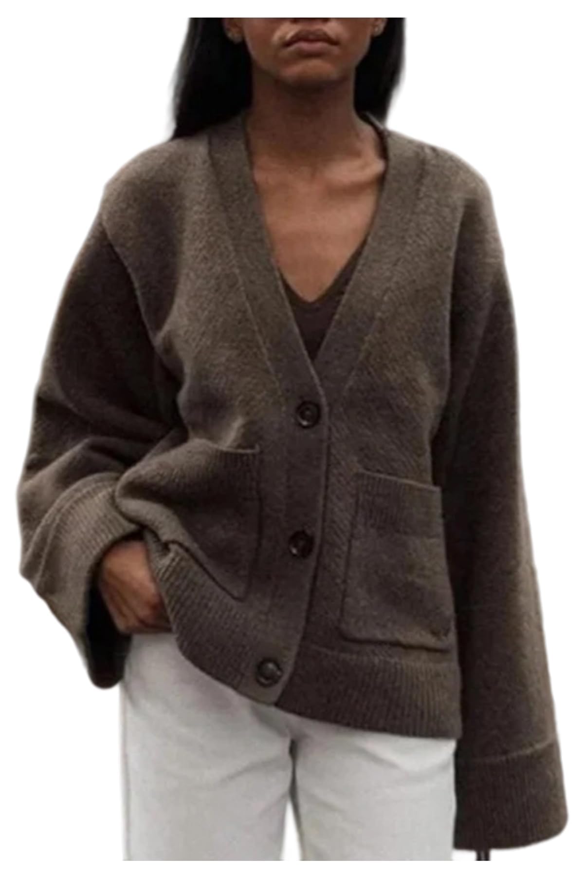 Apvirdy Womens Button Up Cardigan Sweater Trendy Knitted Cardigan Long Sleeve V Neck Sweater Coat Outwear with Pocket