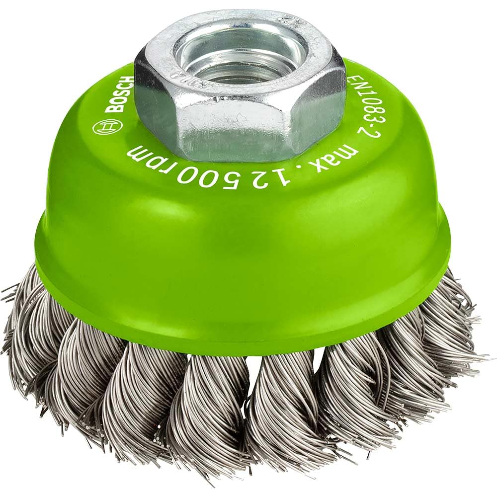 Bosch Bosch 1x PRO Stainless Steel Longlife Cup Brush, Knotted Wire for Small Angle Grinder and M14 Thread (for Non-ferrous metals, St