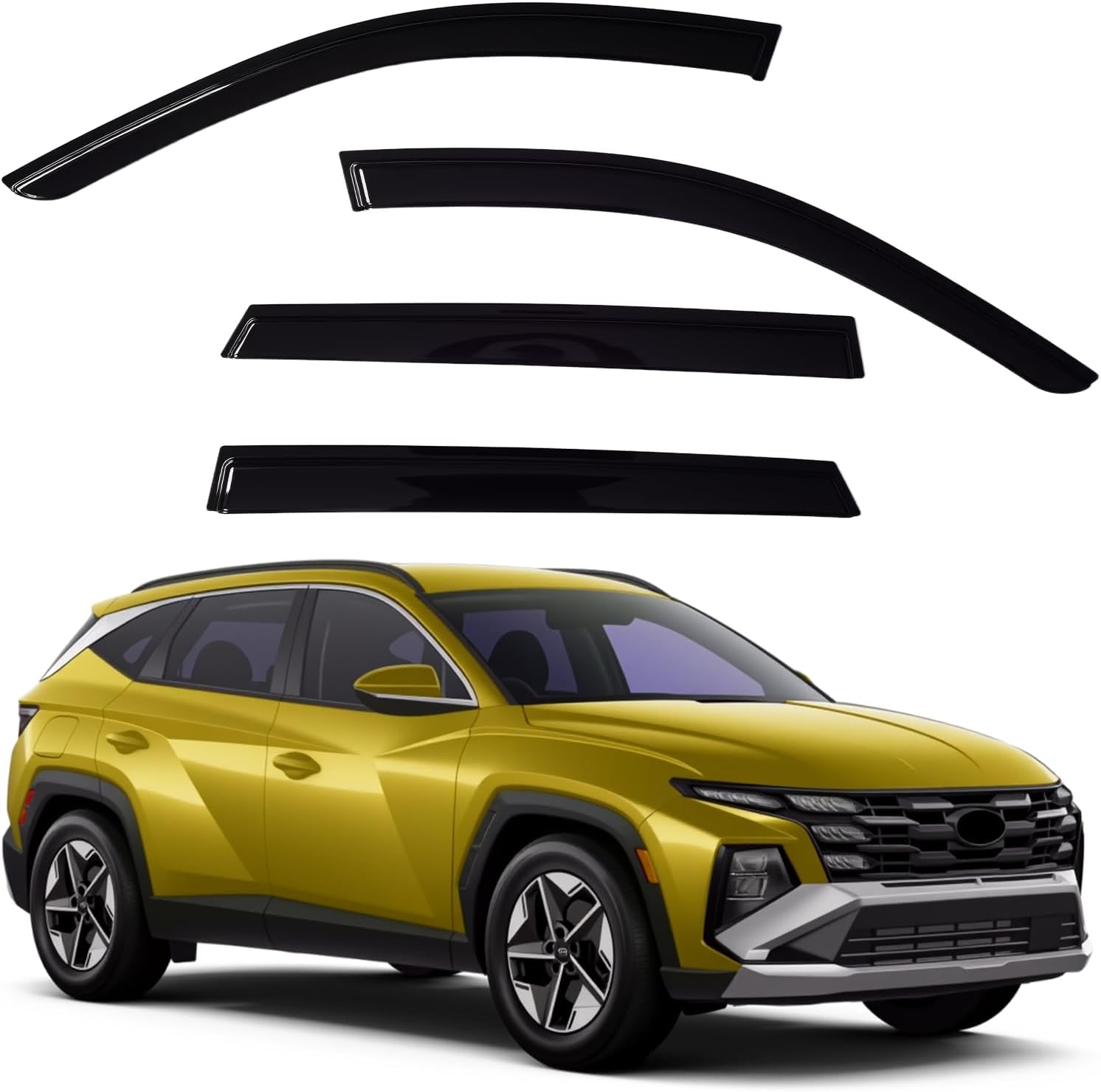 Window Visors Rain Guards Compatible with Hyundai Tucson 2022-2026, Side Window Wind Deflectors Vent Shades Out-Channel Accessories, Dark Smoke 4 Pcs, 2023 2024 2025