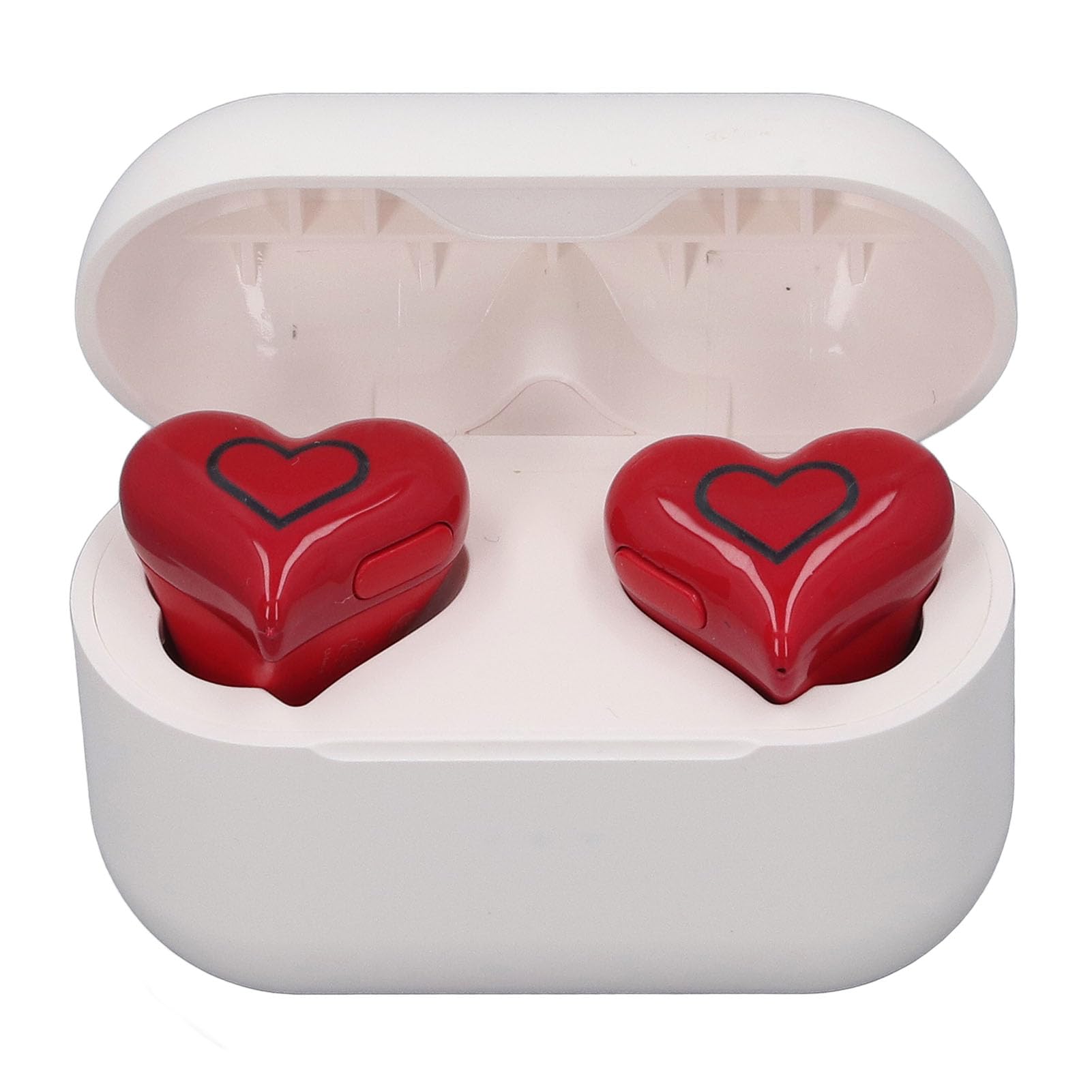 – WirelessS Earbuds, Headphones with LED Power Display Charging Case, Heart Shaped Noise Cancelling Earbuds with Color Gradient Light and Mic for Sport Workout Running (Red)