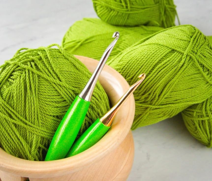 Image of Furls Crochet Hook, Odyssey Lime, Nickel Plated Tip for Effortless Glide, Ergonomic Handle Crochet Hooks 7 inch (Odyssey - Green Lime, N - 9.00MM)
