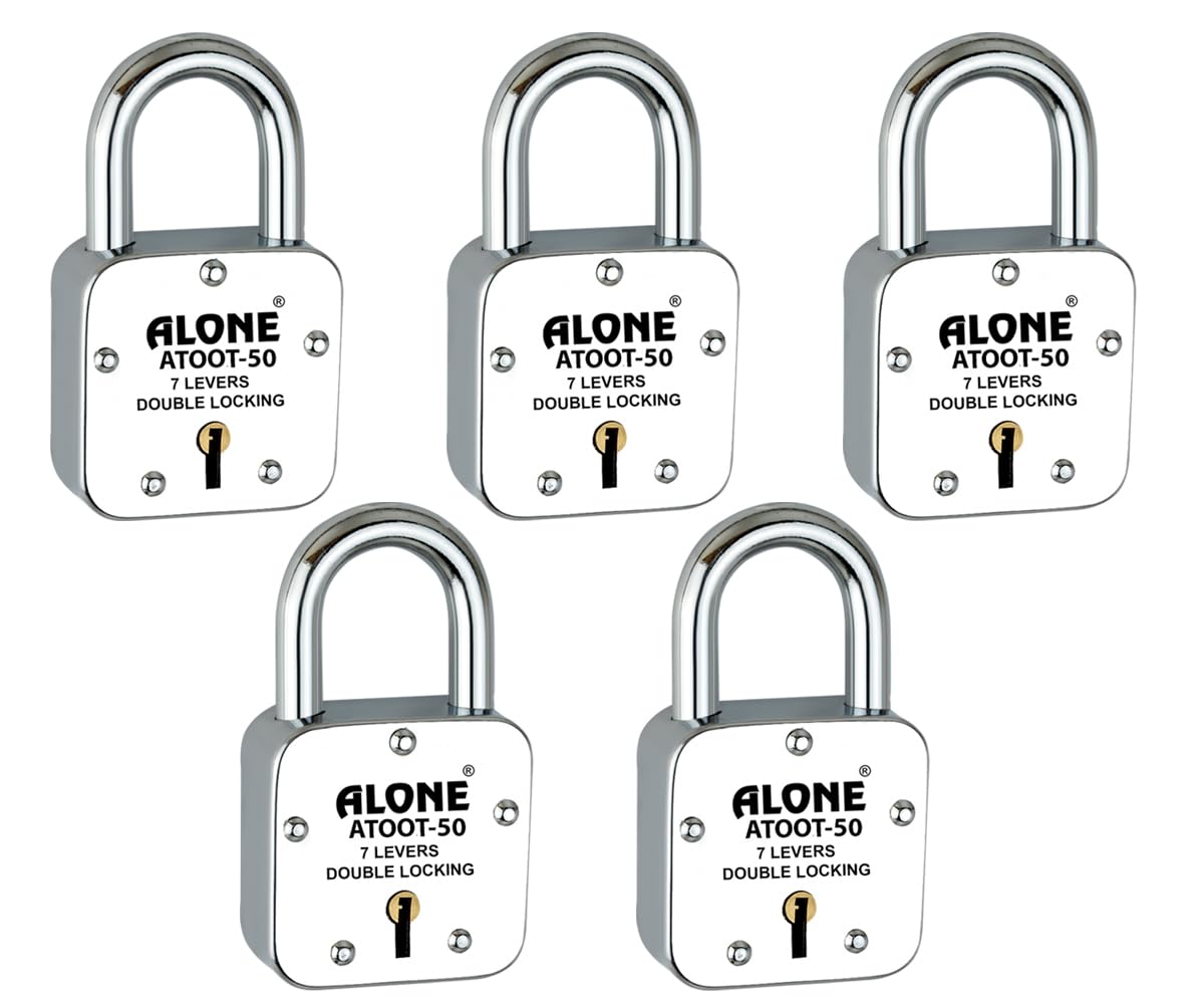 See full amazon price history chart for Alone Atoot 50mm 3 Keys Each with 5 Padlock Steel Body Hardened Shackle 7 Levers Padlock Chrome Finish Rust Free.(Pack of 5) Alone Atoot 50mm 3 Keys Each with 5 Padlock Steel Body Hardened Shackle 7 Levers Padlock Chrome Finish Rust Free.(Pack of 5) (B0CGPWRBQ7) Amazon Price History, Amazon Price Tracker