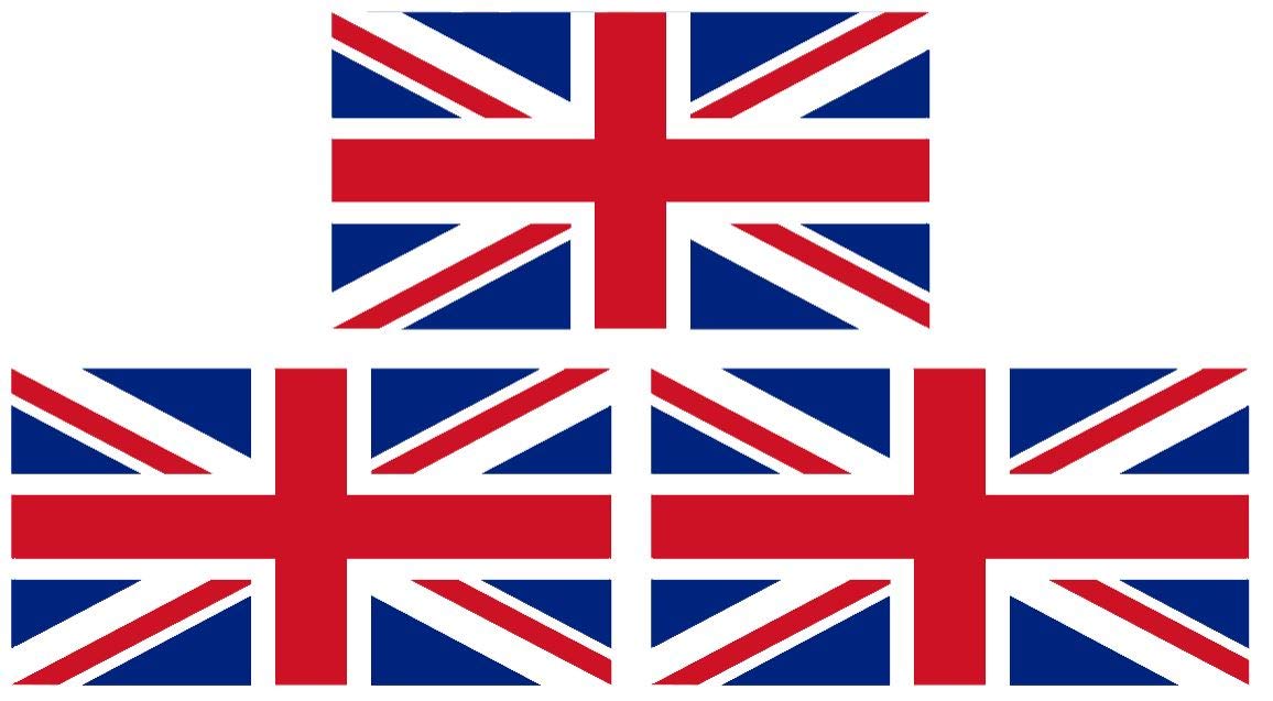 Large 4" x 6" Rectangular Great Britain United Kingdom Flag Decal Sticker; Premium Quality Heavy-Duty 3M USA Vinyl, Die-Cut, Screen Printed, Adhesive on Back (3)