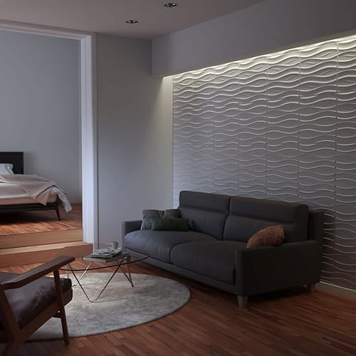 Miniatura 10 de Ekena Millwork WP20X20SSWH-CASE-20 19 58 pulgadas de ancho x 19 58 pulgadas de alto Swell EnduraWall Decorativo 3D Panel Cubre 53.49 pies cuadrados