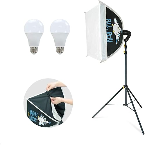 LINCO Lincostore AM270 - Kit de iluminación de estudio para fotografía fotográfica continua, 16 x 16 pulgadas, con 2 bombillas de retrato
