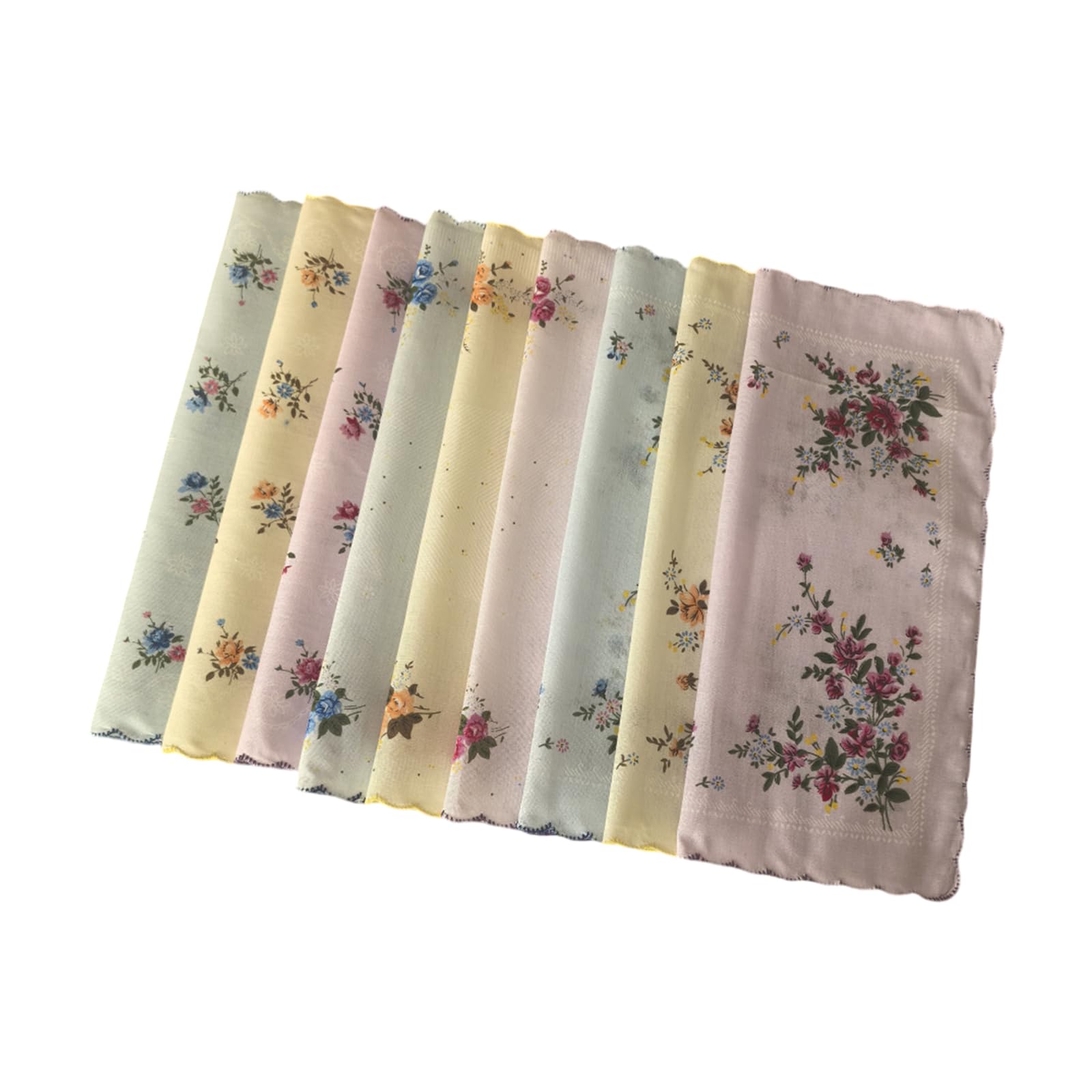 Woedpez 9Pcs Ladies Vintage Styles Cotton Handkerchiefs with Floral Embroidery and Lace for Special Absorbent Handkerchiefs