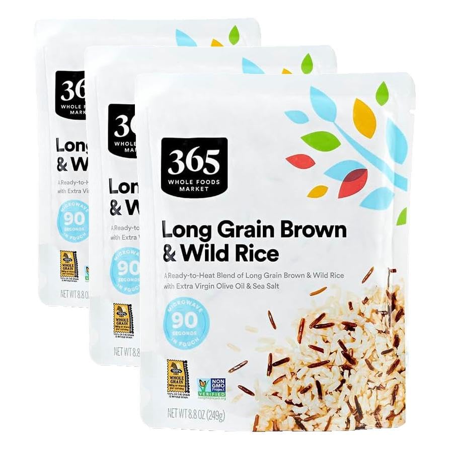 Image of 365 by Whole Foods Market, Long Grain Brown & Wild Rice, (Ready to Heat), 8.8 Ounce (Pack of 3)
