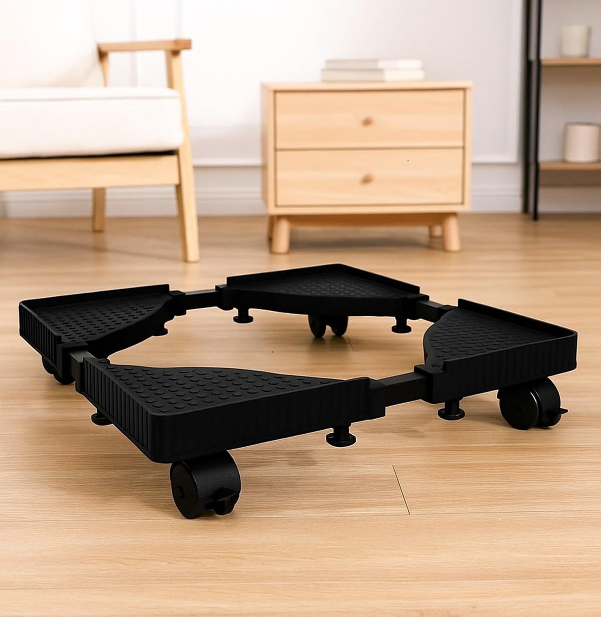 Adjustable Top Load Washing Machine Stand, Refrigerator Trolley or Fridge Stand Washing Machine Trolley Capacity 140 Kg Min-16.5X19.5 Max-25.5X32 (Black)