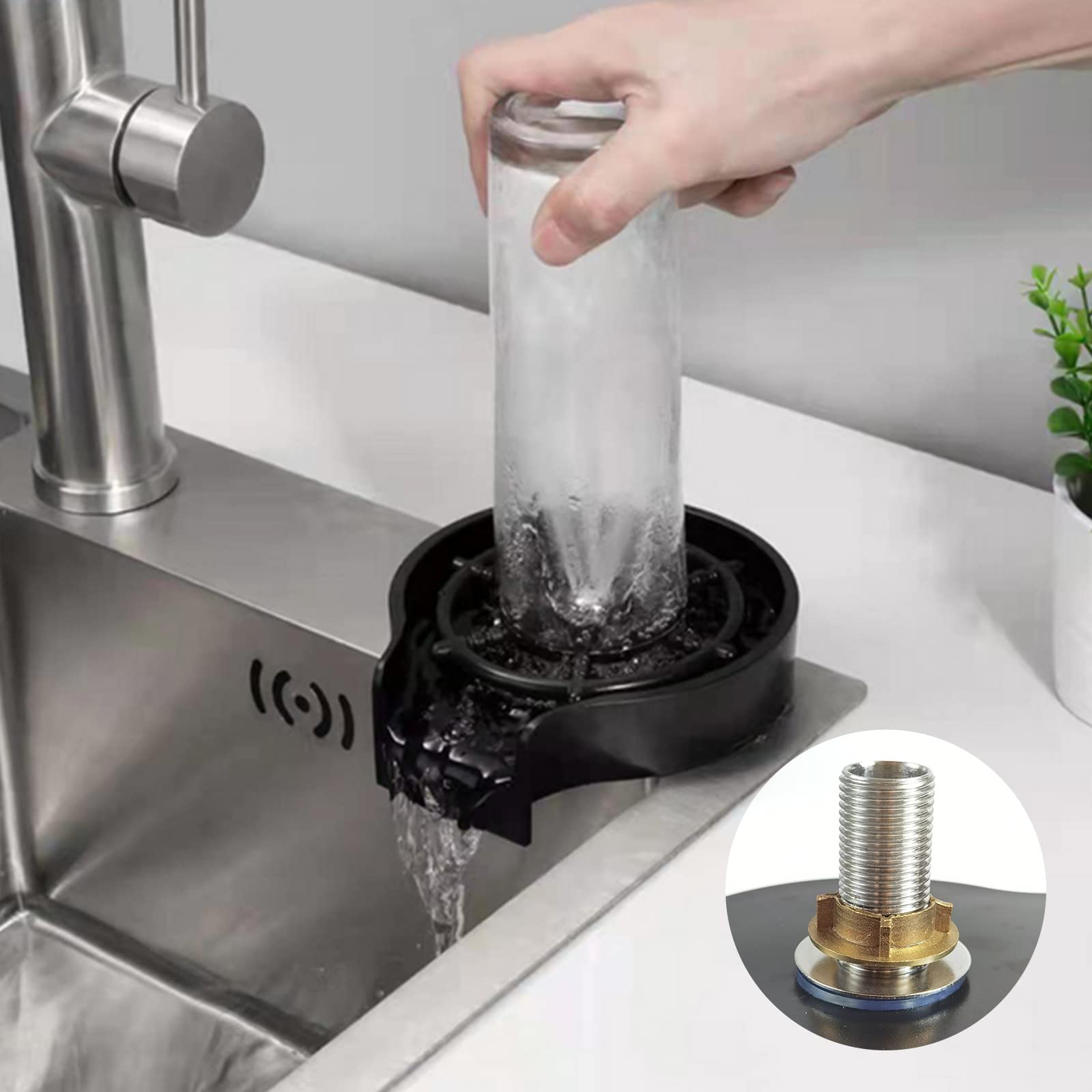 Rondella Automatica Vetro, Tazza Sciacquatrice, Lavabicchieri per Lavello - Accessori Cucina per Negozio del Bar e Casa